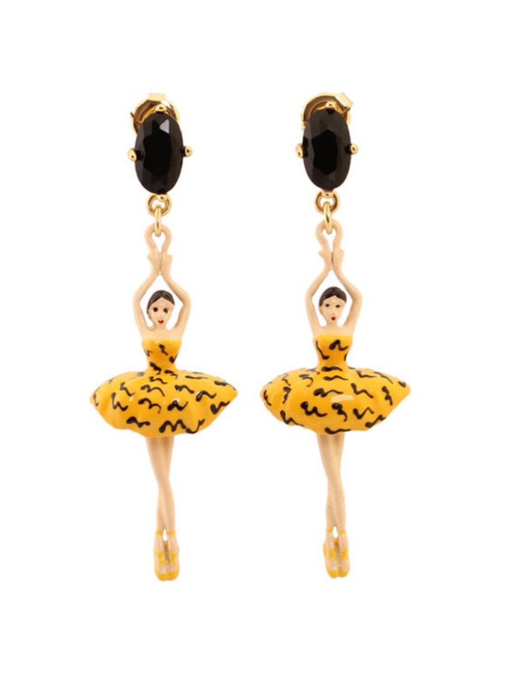 Les Nereides Yellow And Black Ballerina Stud Earrings